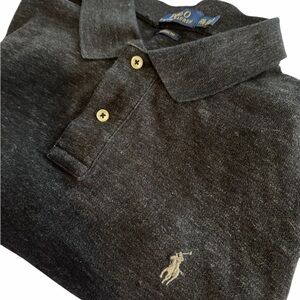 Ralph Lauren Black Short Sl Polo With Gray Pony XXL Classic Fit No Color Fading